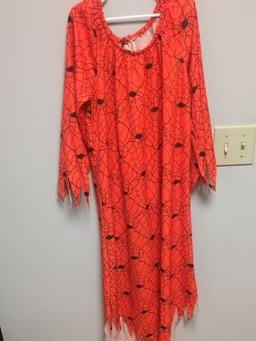 Kids Spiderweb Orange Halloween Costume Dress